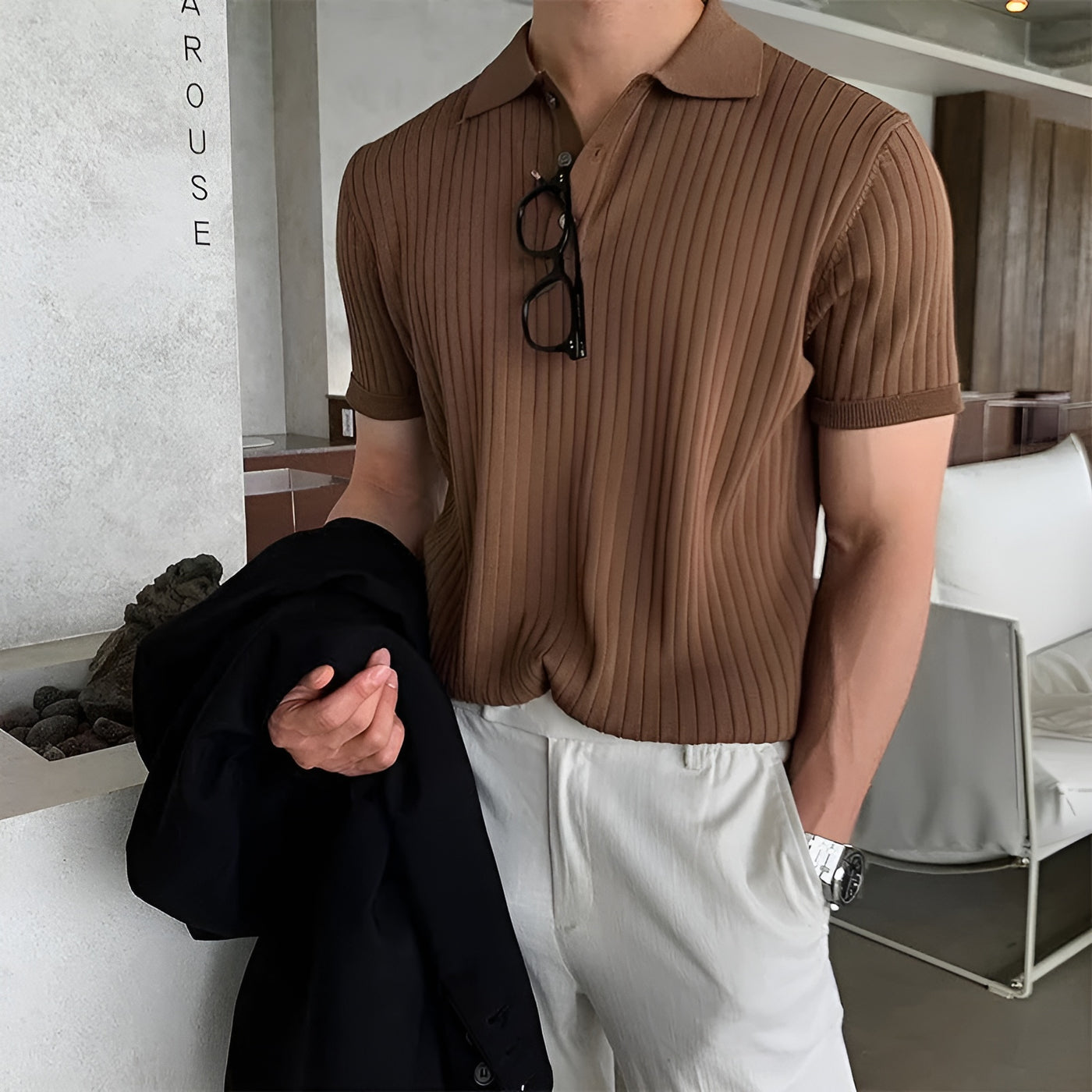 Herren Strick-Poloshirt